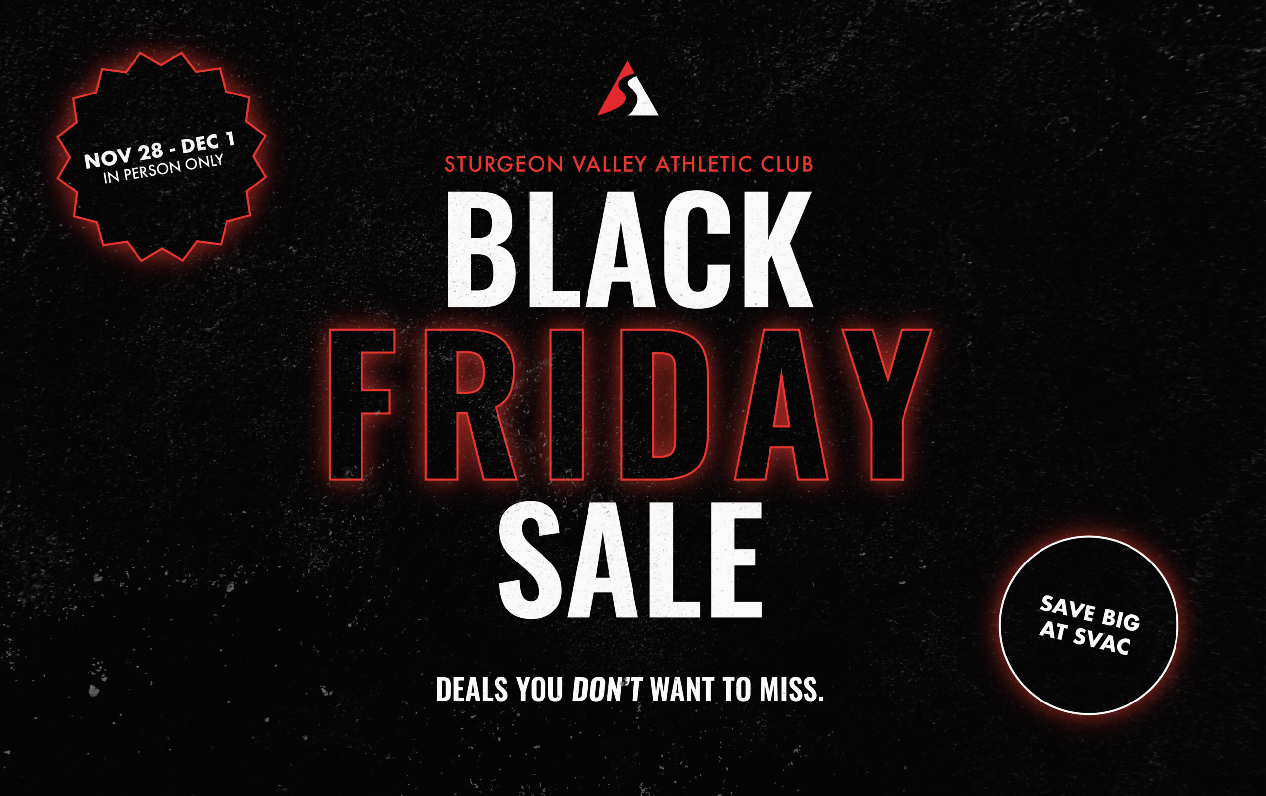 Black Friday 2025 Deals at Sturgeon Valley Athletic Club